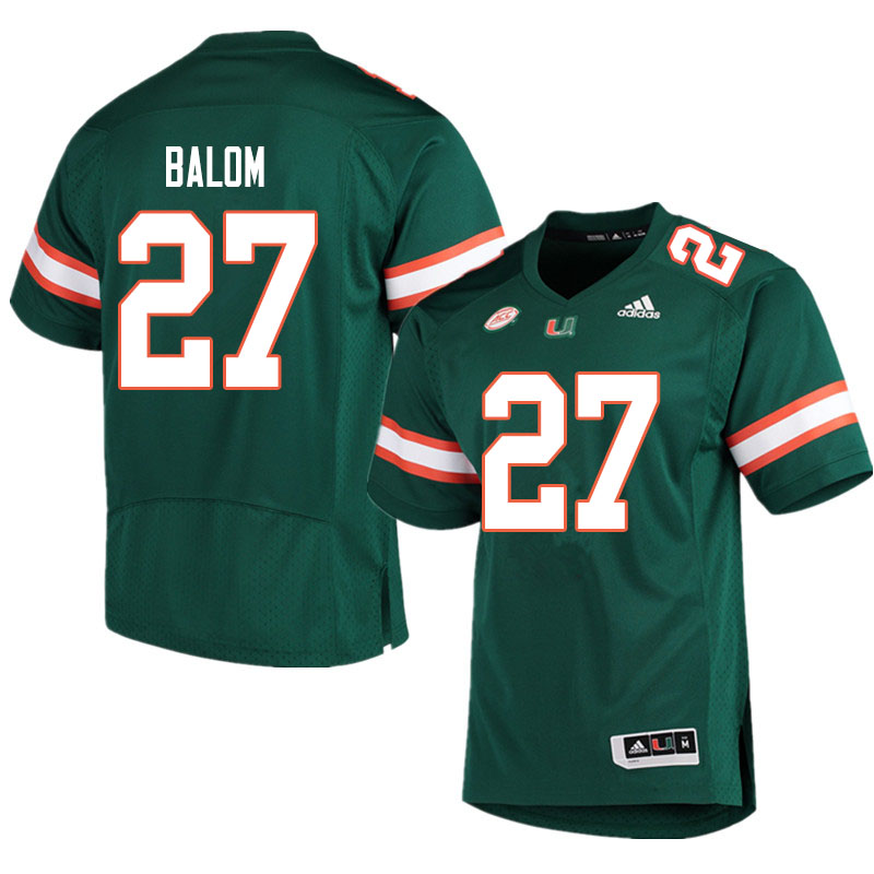 Men #27 Brian Balom Miami Hurricanes College Football Jerseys Sale-Green